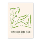 Hinsdale golf course map print poster, Illinois USA golf wall art