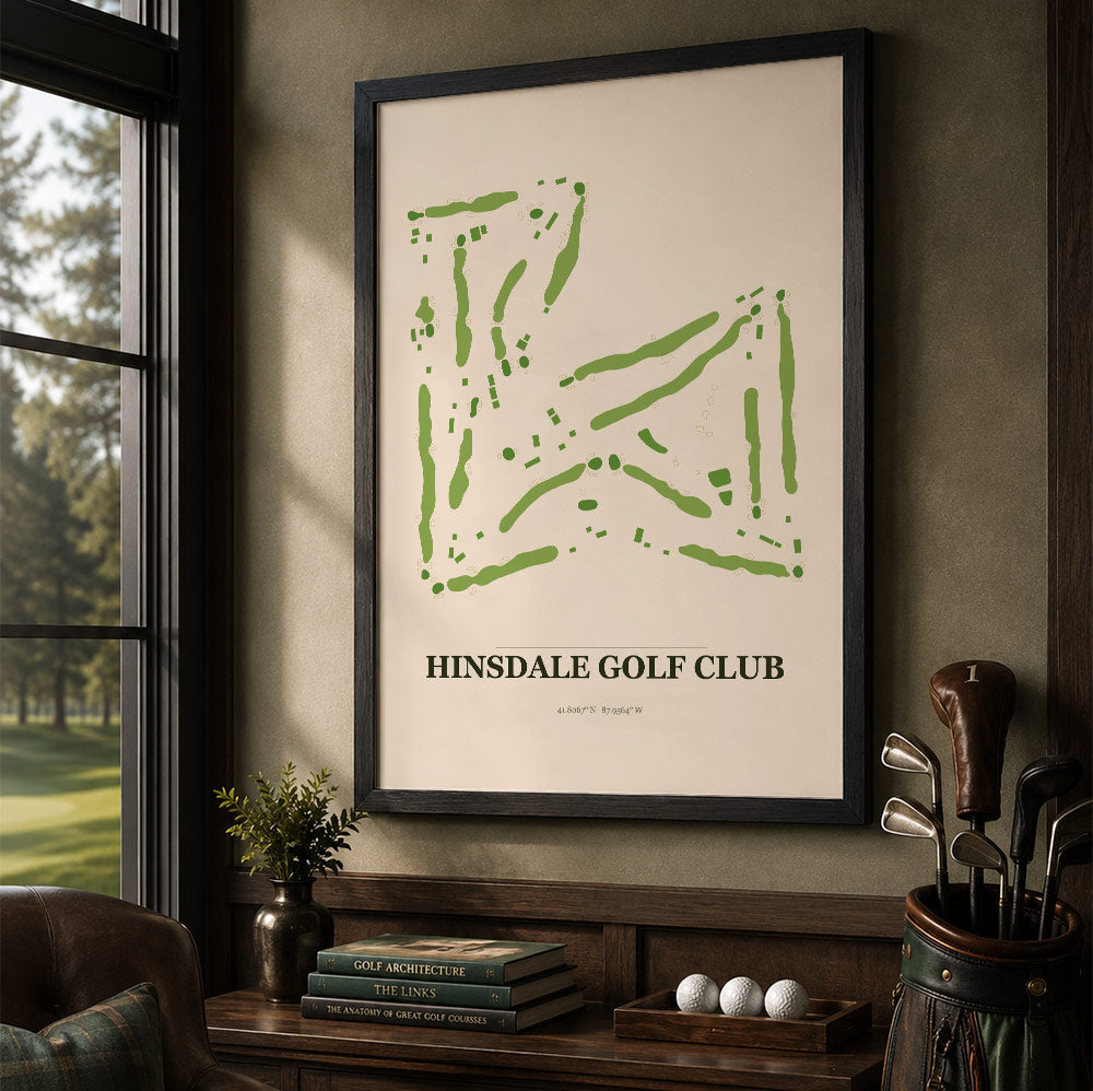Hinsdale Golf Course Map Print Poster | Illinois USA Golf Wall Art