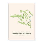Myopia Hunt Club golf course map print poster, Massachusetts USA golf wall art