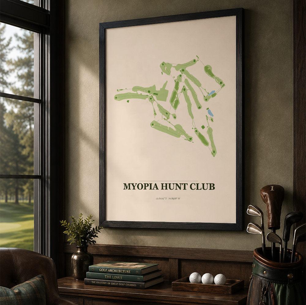 Myopia Hunt Club Golf Course Map Print Poster | Massachusetts USA Golf Wall Art