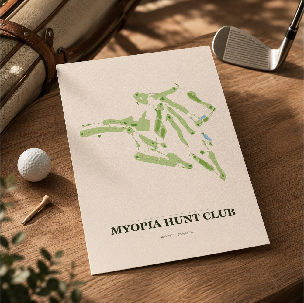 Myopia Hunt Club Golf Course Map Print Poster | Massachusetts USA Golf Wall Art
