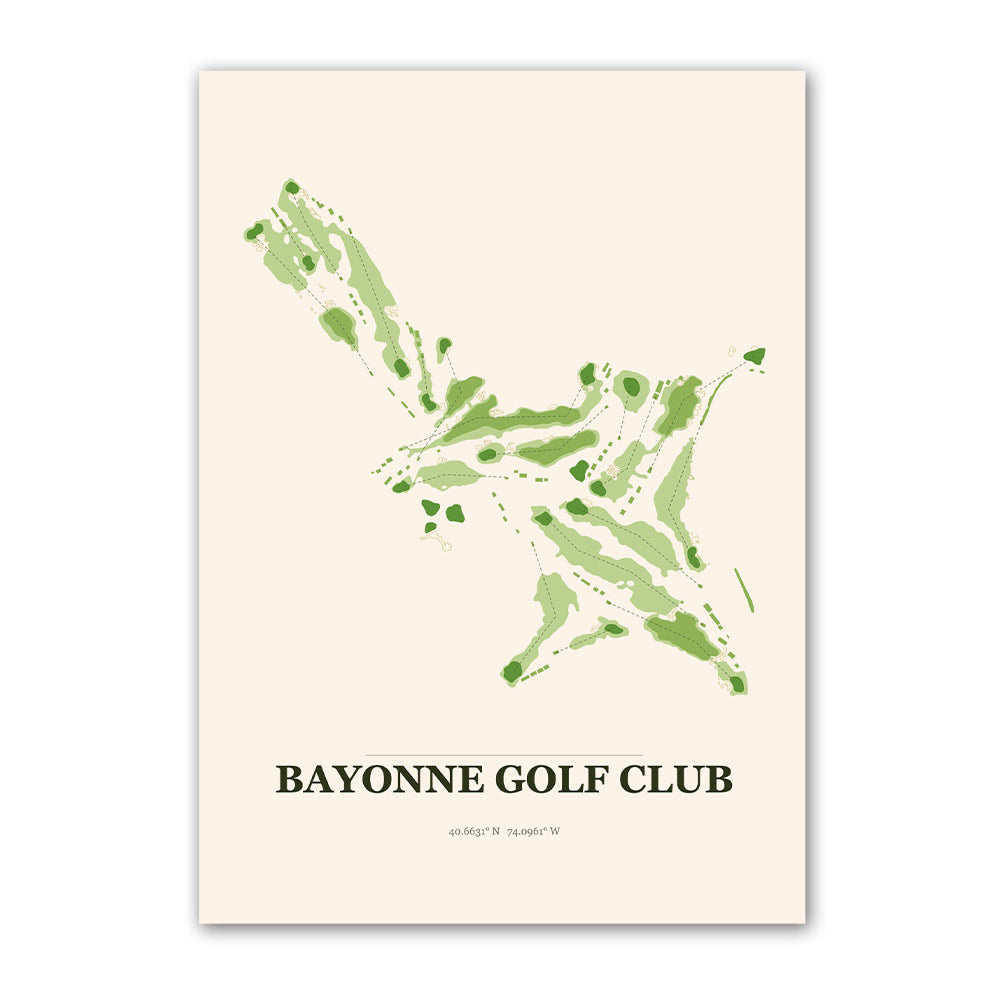 Bayonne golf course map print poster, New Jersey USA golf wall art
