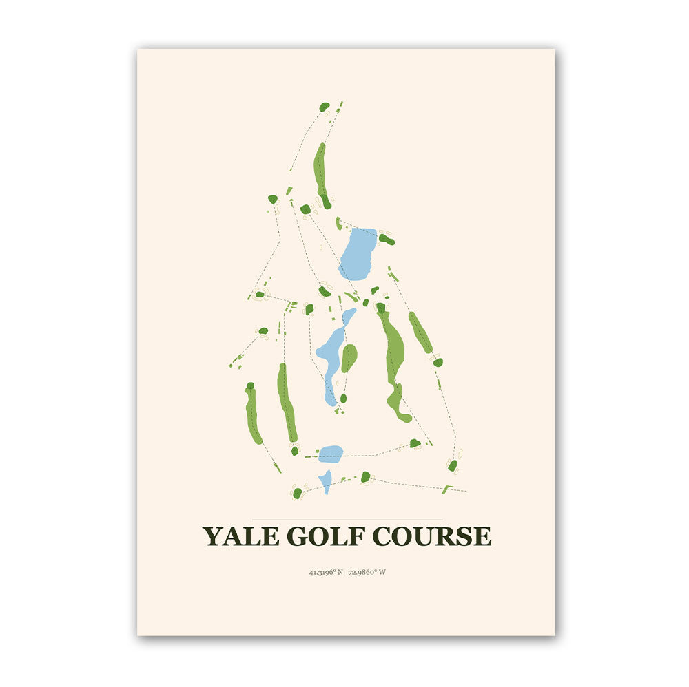 Yale golf course map print poster, Connecticut USA golf wall art