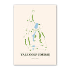 Yale golf course map print poster, Connecticut USA golf wall art