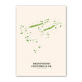 Brentwood Country Club golf course map print poster, California USA golf wall art