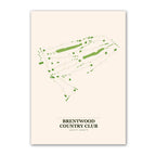 Brentwood Country Club golf course map print poster, California USA golf wall art