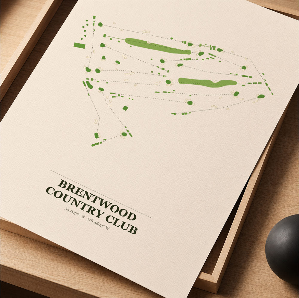 Brentwood Country Club Golf Course Map Print Poster | California USA Golf Wall Art