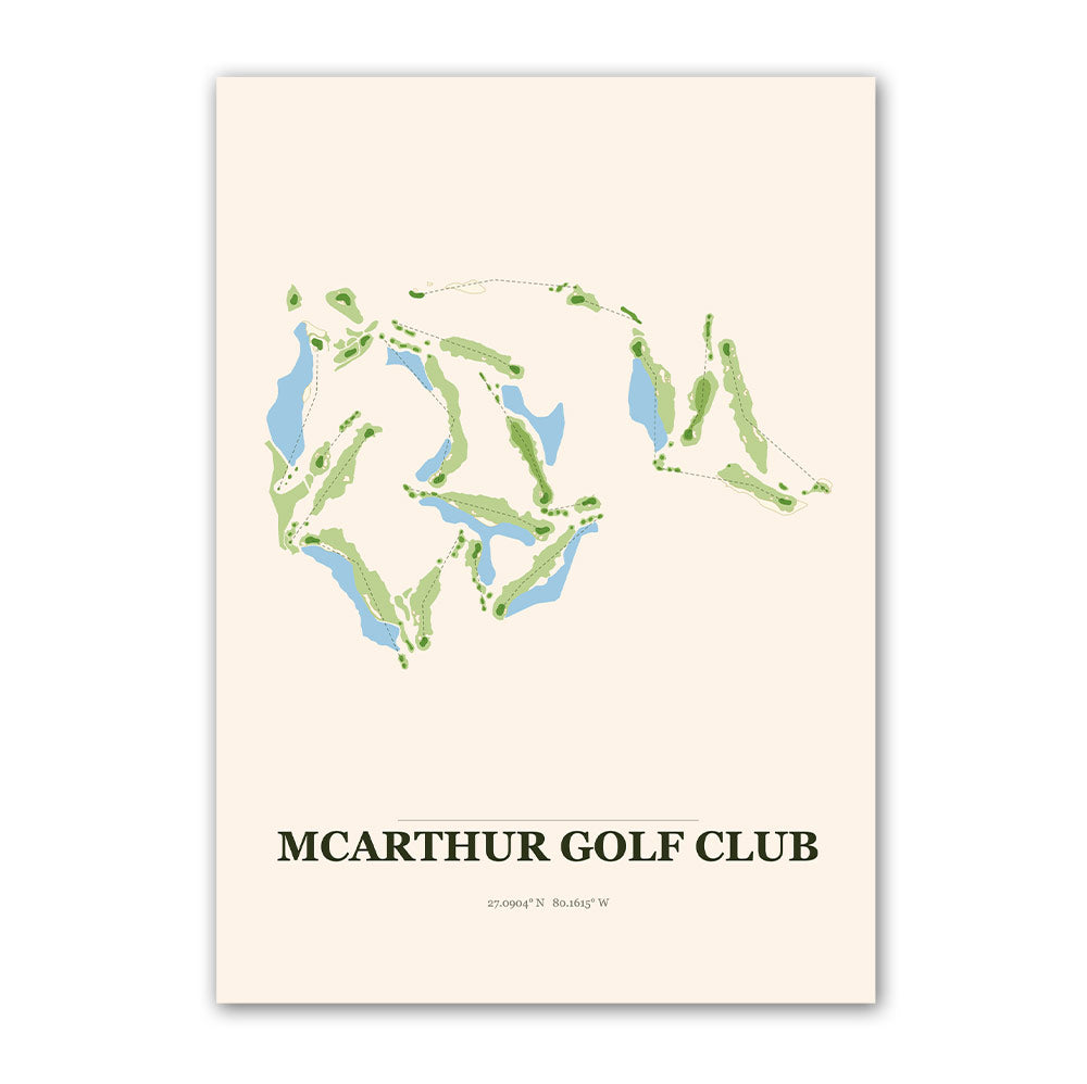 McArthur golf course map print poster, Indiana USA golf wall art