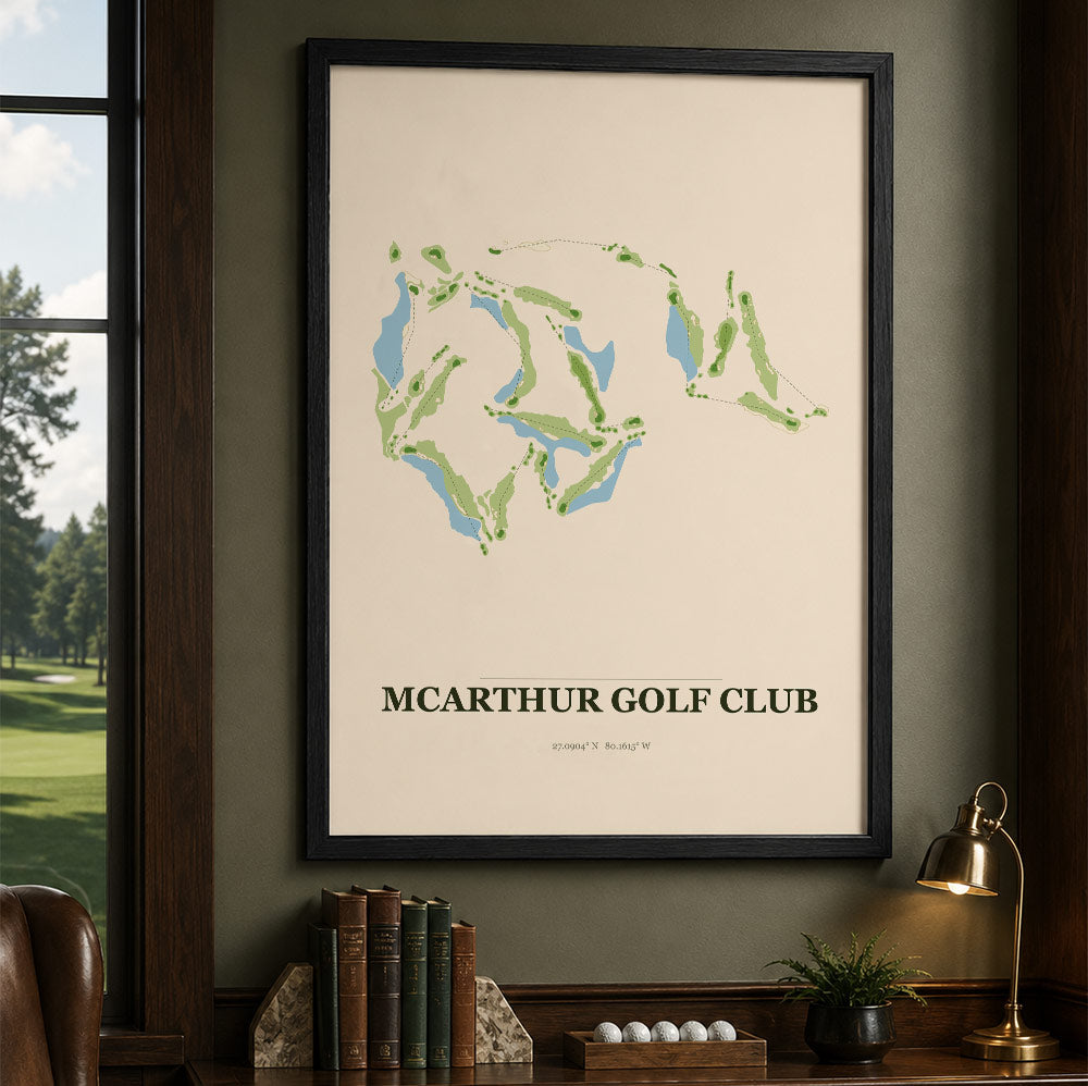 McArthur Golf Course Map Print Poster | Indiana USA Golf Wall Art