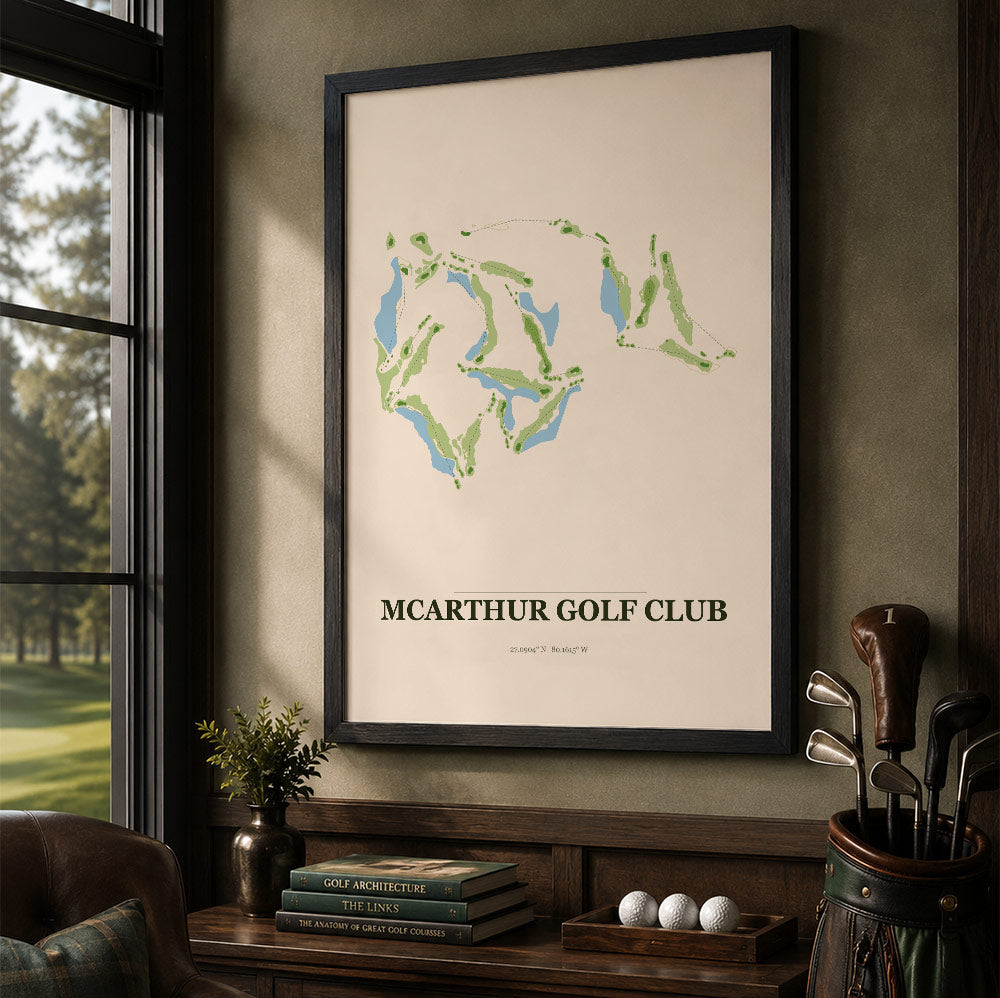 McArthur Golf Course Map Print Poster | Indiana USA Golf Wall Art