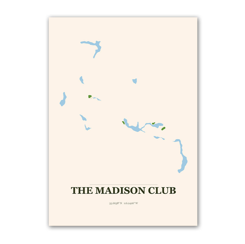 The Madison Club golf course map print poster, California USA golf wall art
