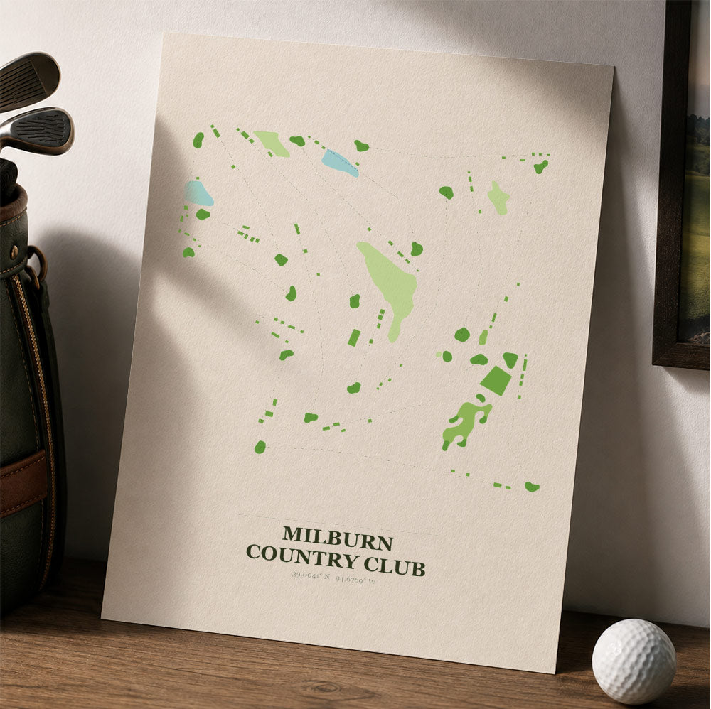 Milburn Country Club Golf Course Map Print Poster | Kansas USA Golf Wall Art