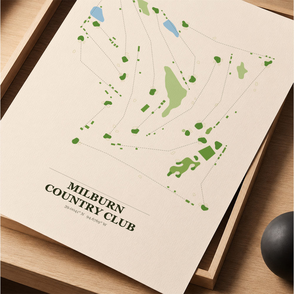 Milburn Country Club Golf Course Map Print Poster | Kansas USA Golf Wall Art