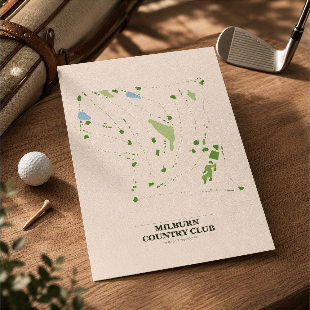 Milburn Country Club Golf Course Map Print Poster | Kansas USA Golf Wall Art