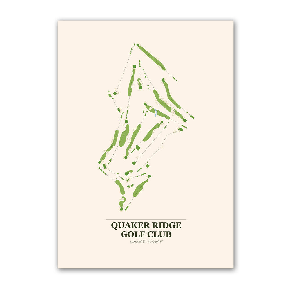 Quaker Ridge golf course map print poster, New York USA golf wall art