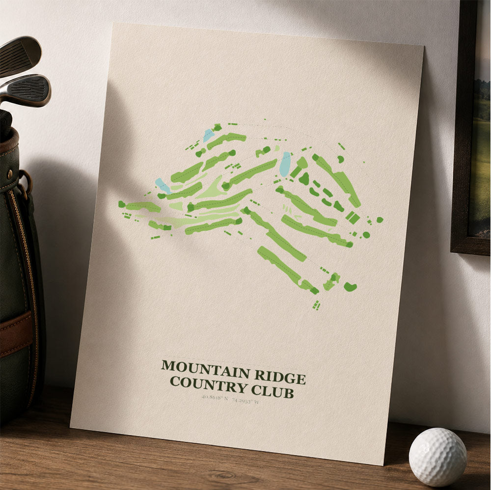 Mountain Ridge Country Club Golf Course Map Print Poster | New Jersey USA Golf Wall Art