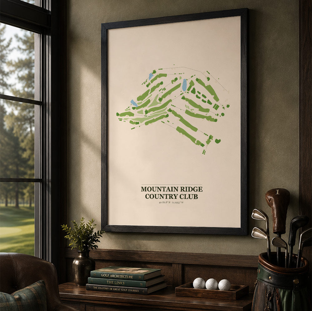 Mountain Ridge Country Club Golf Course Map Print Poster | New Jersey USA Golf Wall Art