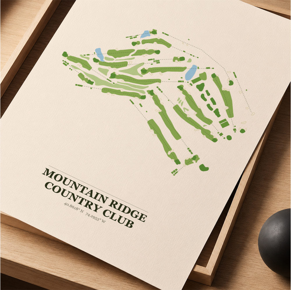 Mountain Ridge Country Club Golf Course Map Print Poster | New Jersey USA Golf Wall Art
