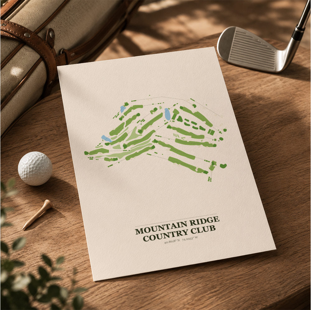 Mountain Ridge Country Club Golf Course Map Print Poster | New Jersey USA Golf Wall Art