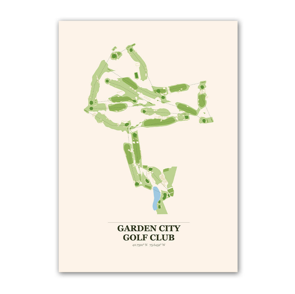 Garden City golf course map print poster, Ontario Canada golf wall art