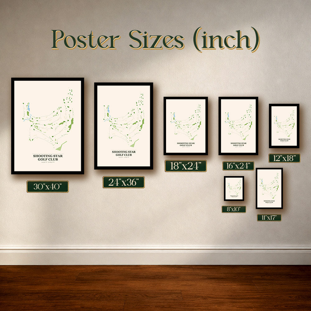 Shooting Star Golf Course Map Print Poster | Wyoming USA Golf Wall Art