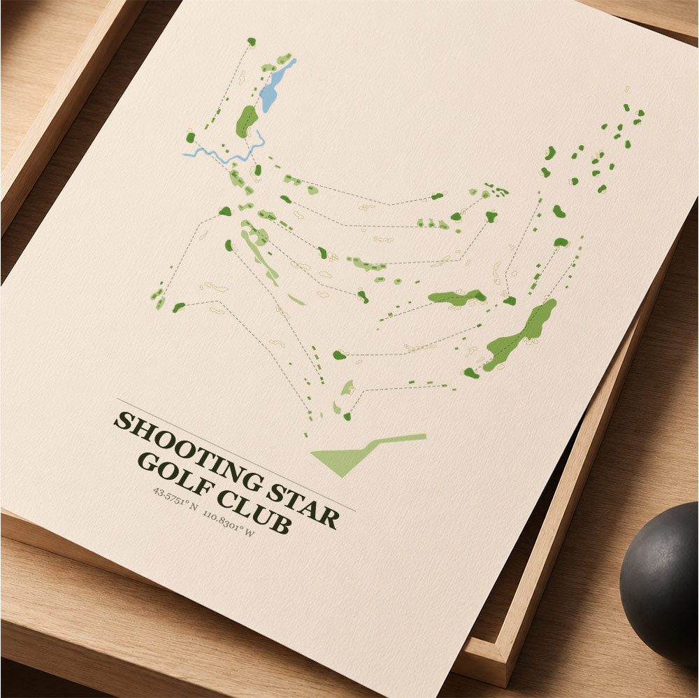 Shooting Star Golf Course Map Print Poster | Wyoming USA Golf Wall Art