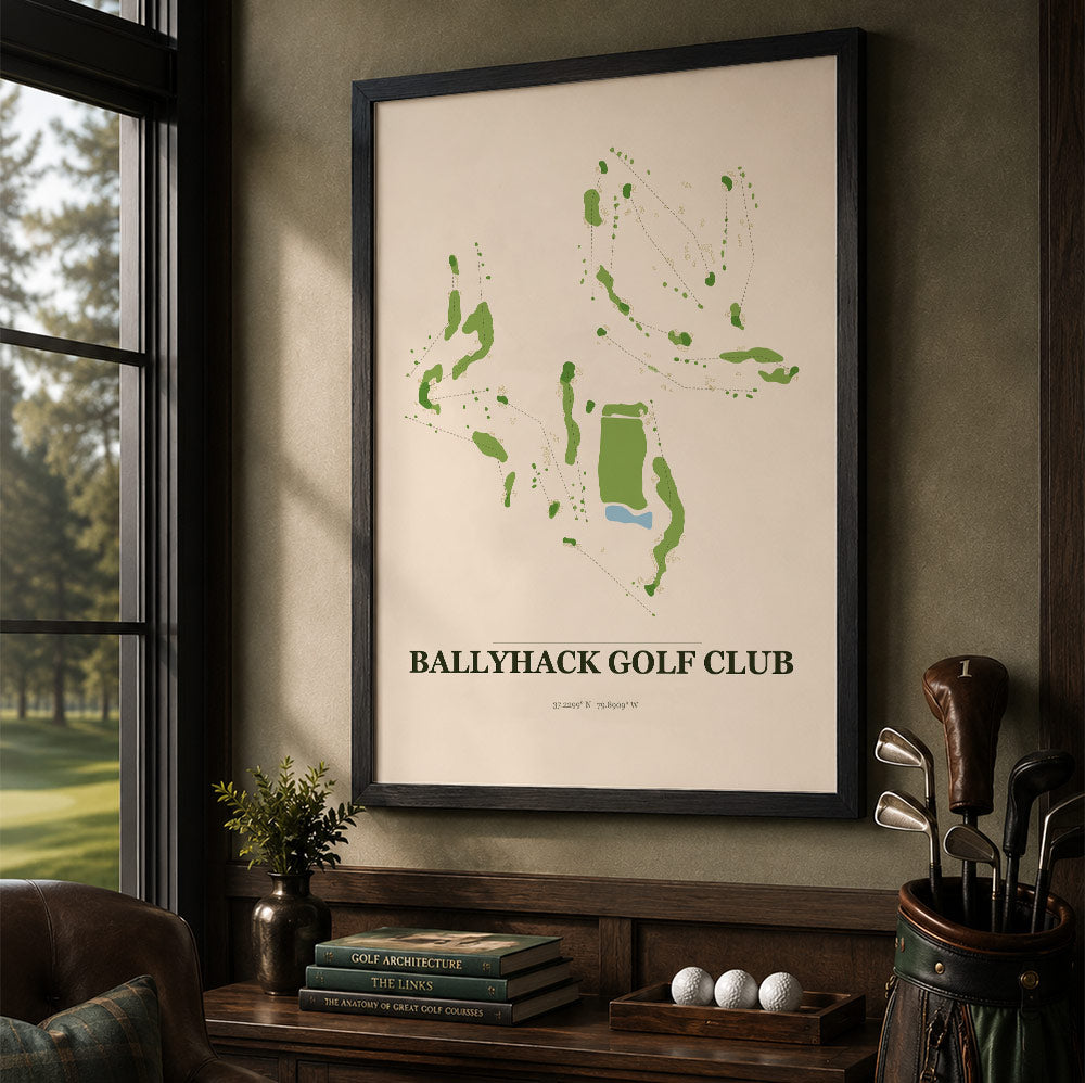 Ballyhack Golf Course Map Print Poster | Virginia USA Golf Wall Art