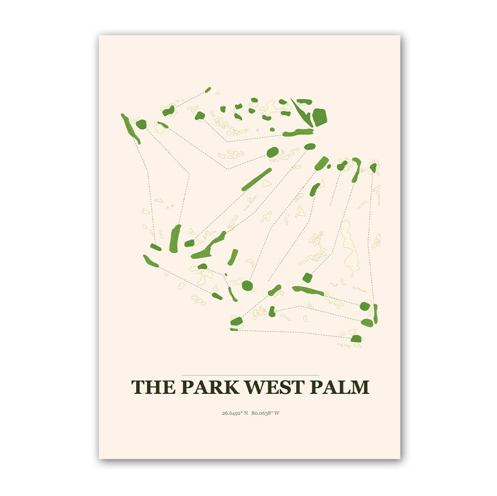 The Park West Palm golf course map print poster, Florida USA golf wall art