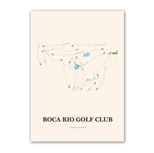 Boca Rio golf course map print poster, Florida USA golf wall art