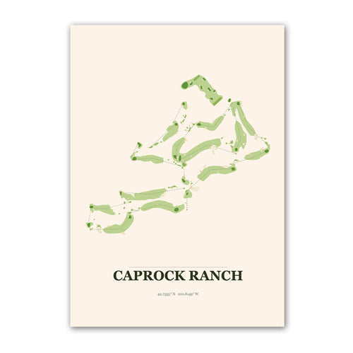 CapRock Ranch golf course map print poster, Nebraska USA golf wall art