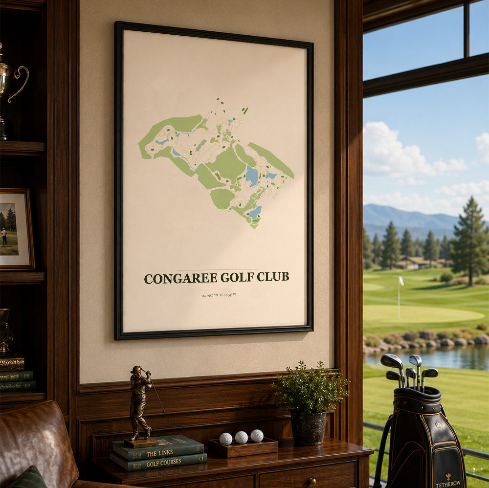 Congaree Golf Course Map Print Poster | South Carolina USA Golf Wall Art