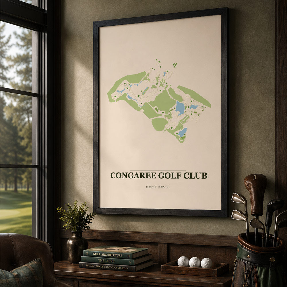 Congaree Golf Course Map Print Poster | South Carolina USA Golf Wall Art