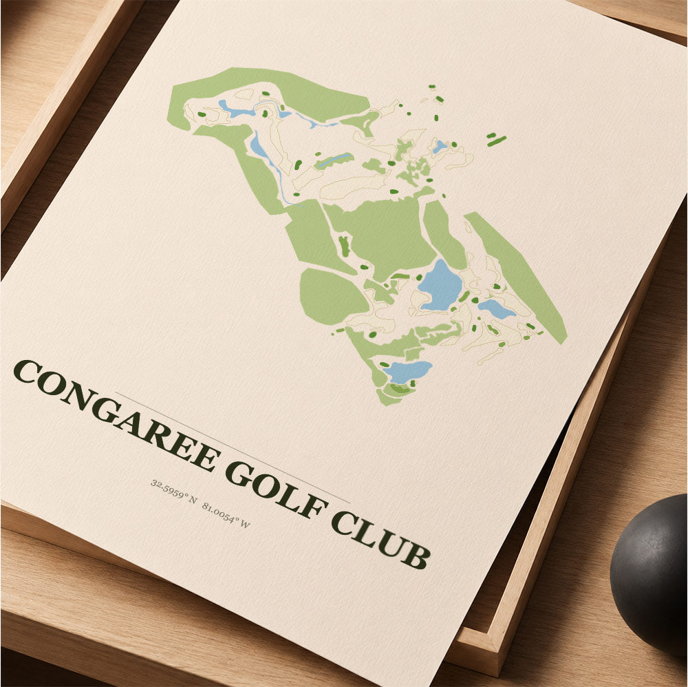Congaree Golf Course Map Print Poster | South Carolina USA Golf Wall Art