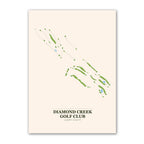 Diamond Creek golf course map print poster, North Carolina USA golf wall art