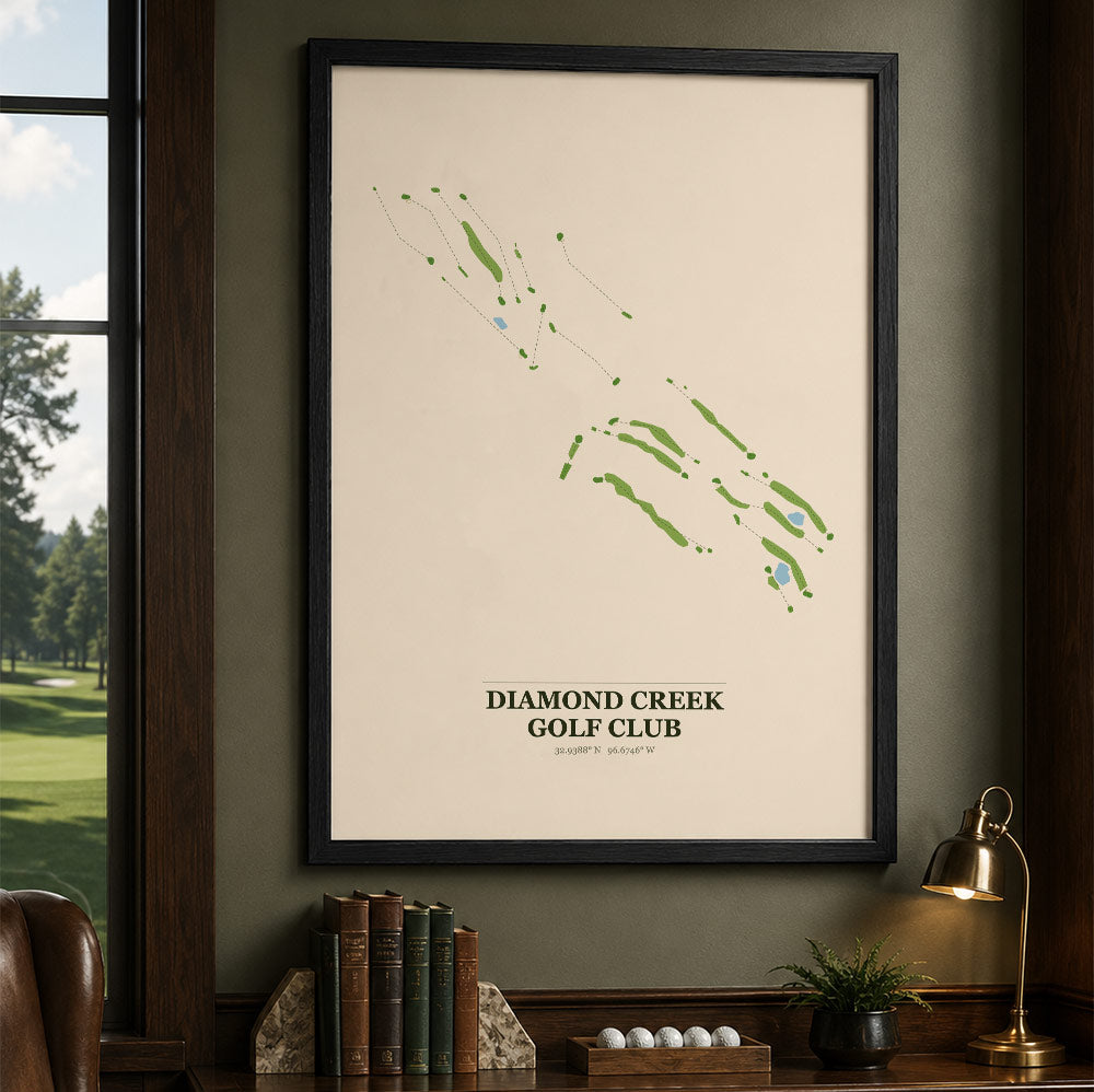 Diamond Creek Golf Course Map Print Poster | North Carolina USA Golf Wall Art