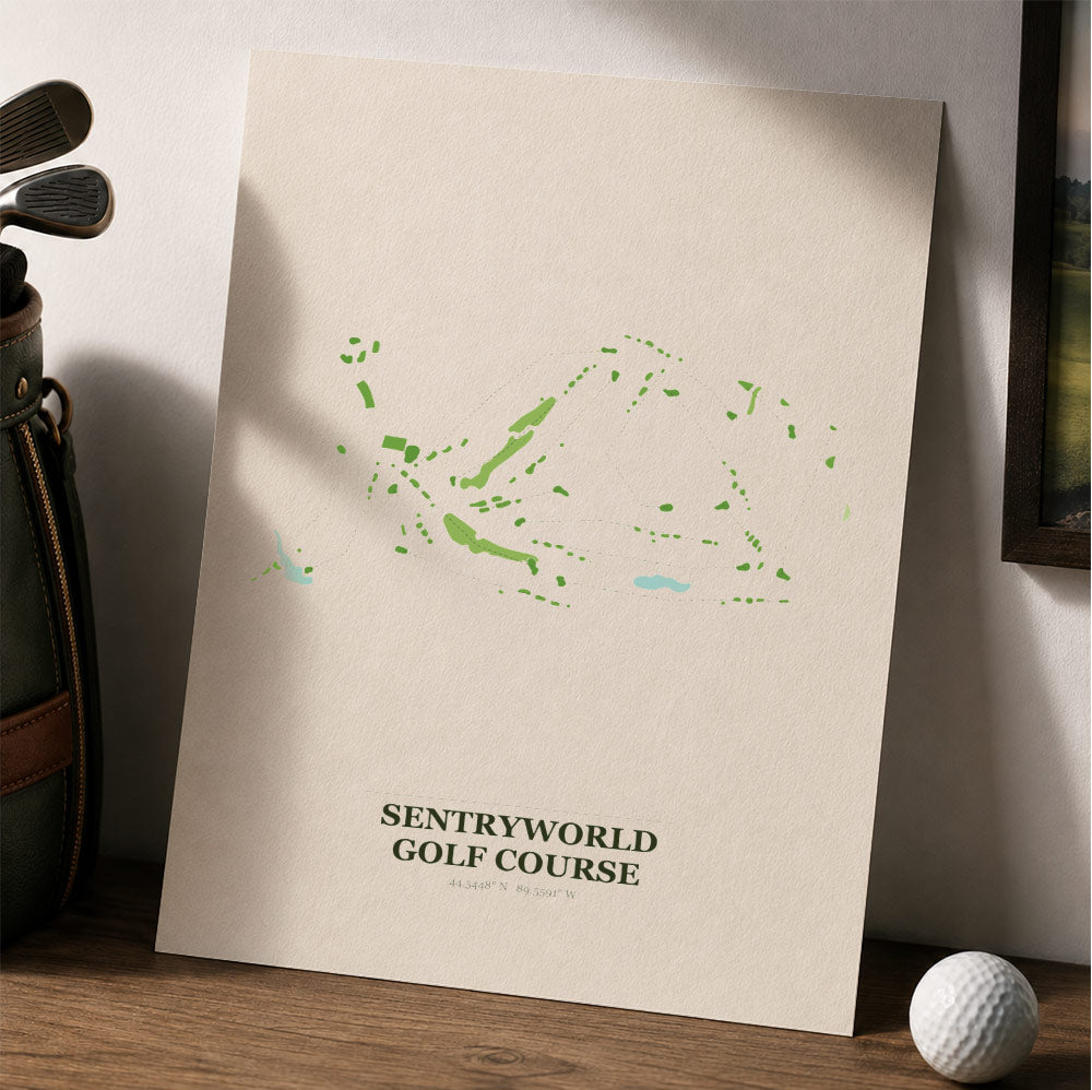 SentryWorld Golf Course Map Print Poster | Wisconsin USA Golf Wall Art