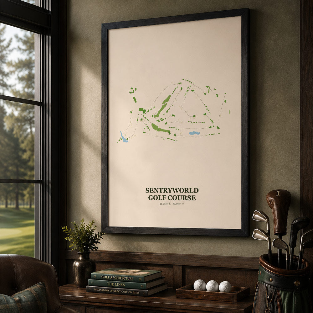SentryWorld Golf Course Map Print Poster | Wisconsin USA Golf Wall Art
