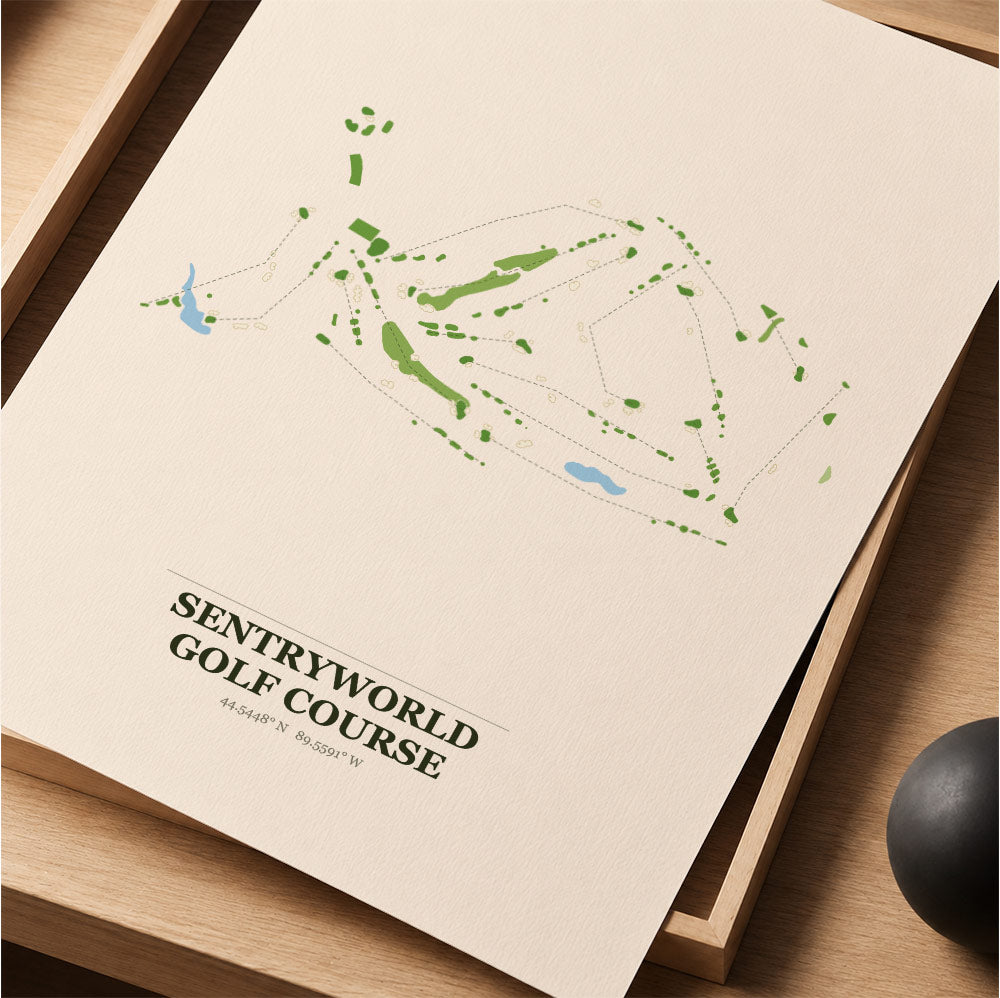 SentryWorld Golf Course Map Print Poster | Wisconsin USA Golf Wall Art
