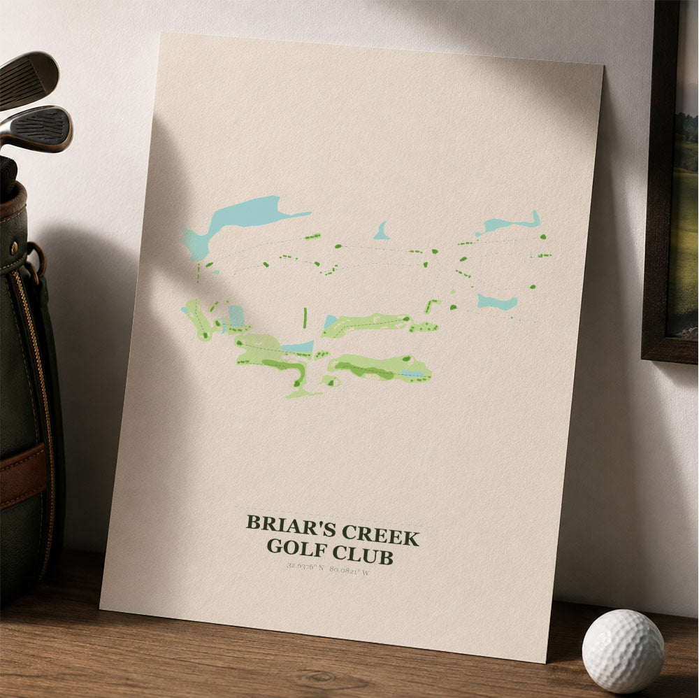 Briar's Creek Golf Course Map Print Poster | South Carolina USA Golf Wall Art
