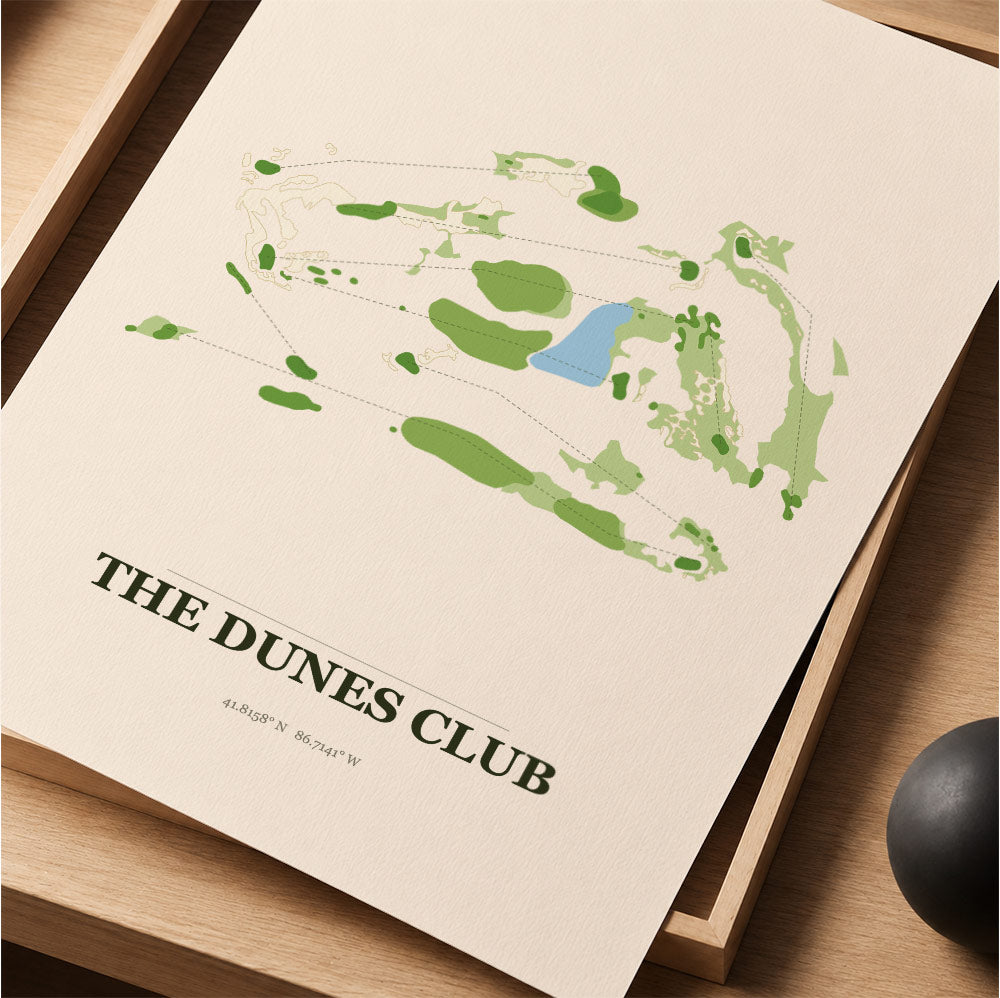 The Dunes Club Golf Course Map Print Poster | Michigan USA Golf Wall Art