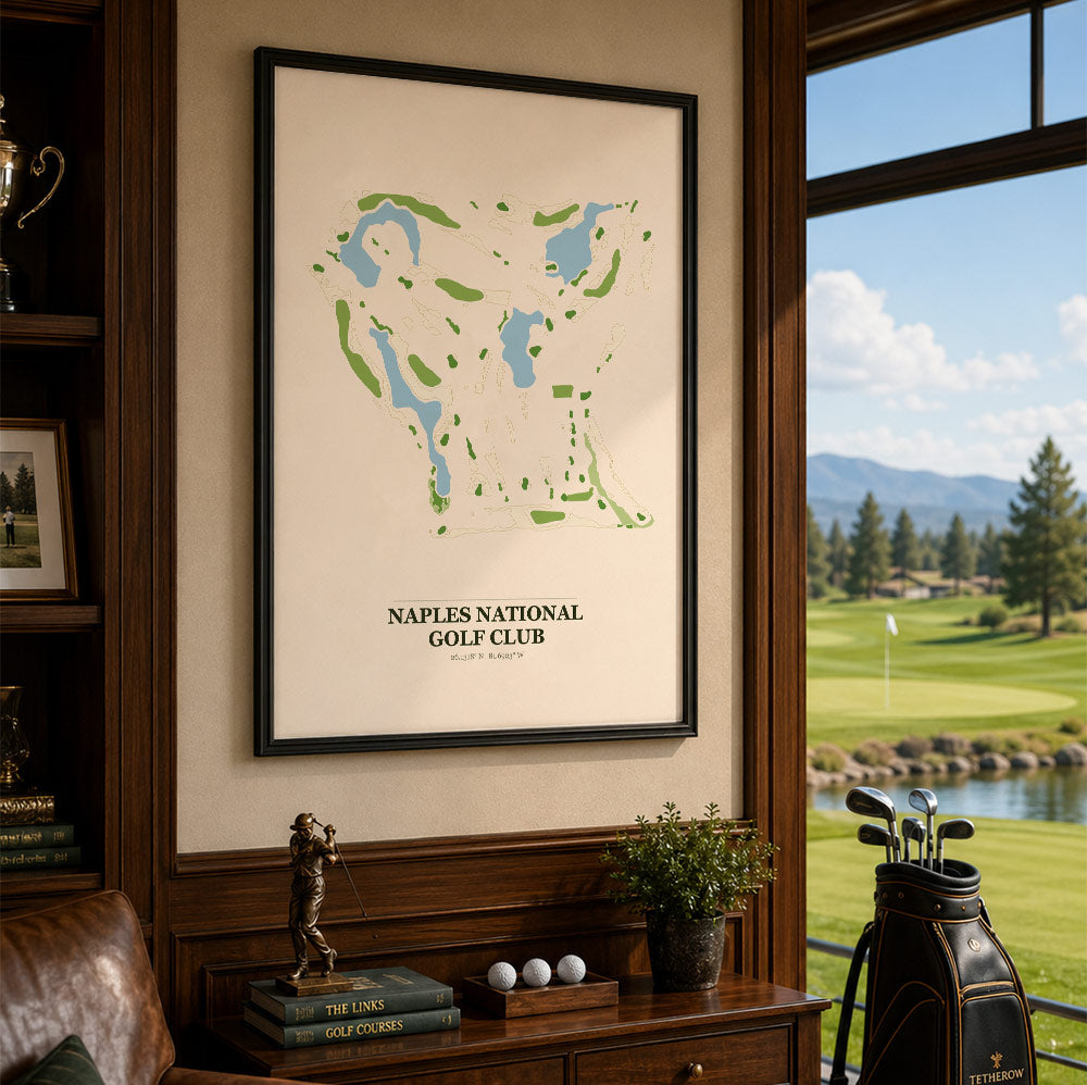 Naples National Golf Course Map Print Poster | Florida USA Golf Wall Art