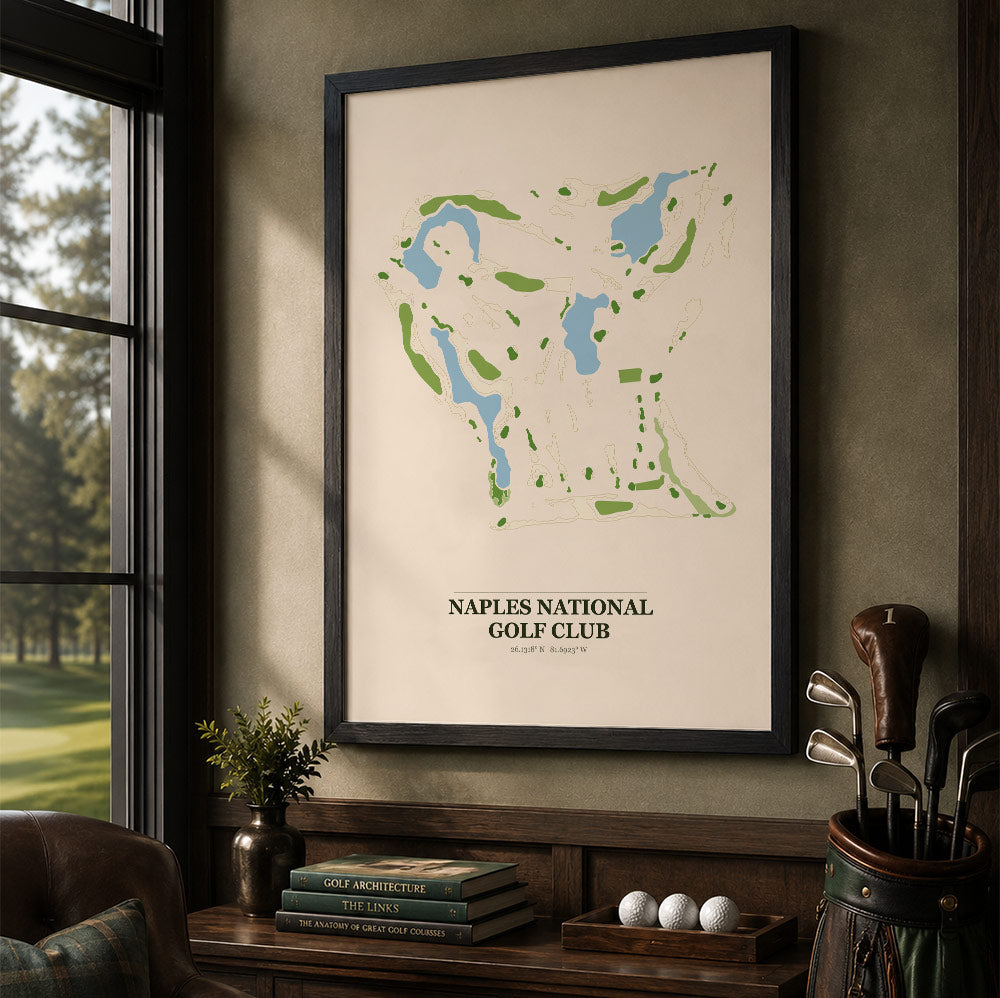 Naples National Golf Course Map Print Poster | Florida USA Golf Wall Art