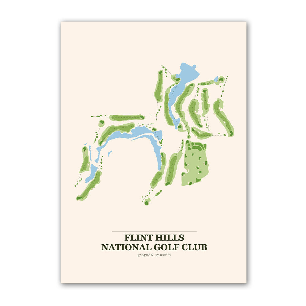 Flint Hills National golf course map print poster, Kansas USA golf wall art