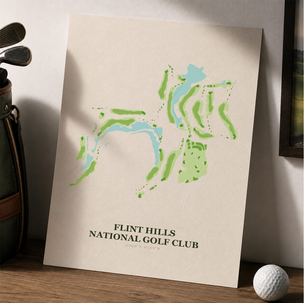 Flint Hills National Golf Course Map Print Poster | Kansas USA Golf Wall Art
