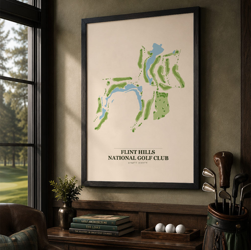 Flint Hills National Golf Course Map Print Poster | Kansas USA Golf Wall Art