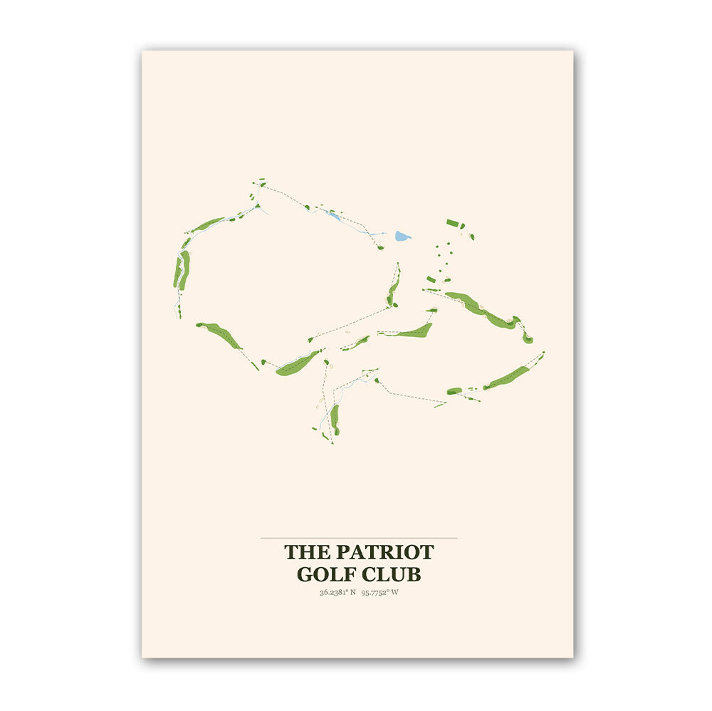 The Patriot golf course map print poster, Oklahoma USA golf wall art