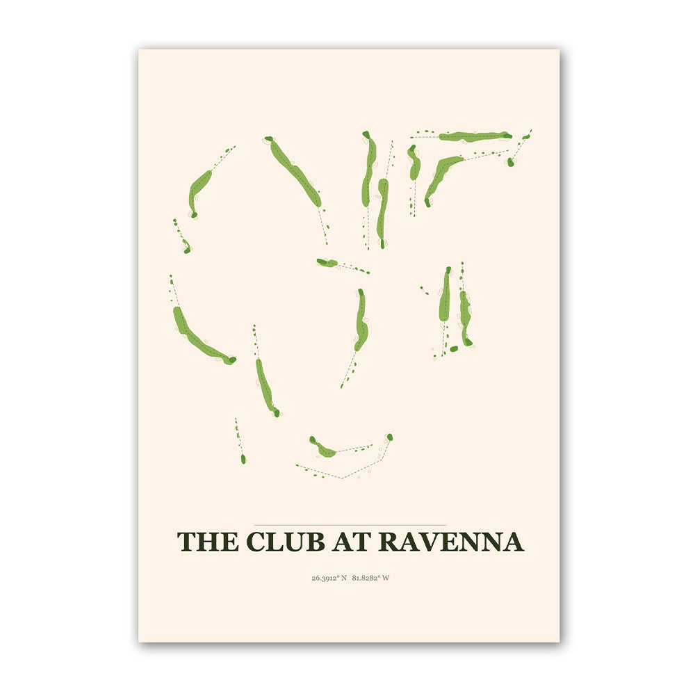 The Club at Ravenna golf course map print poster, Florida USA golf wall art