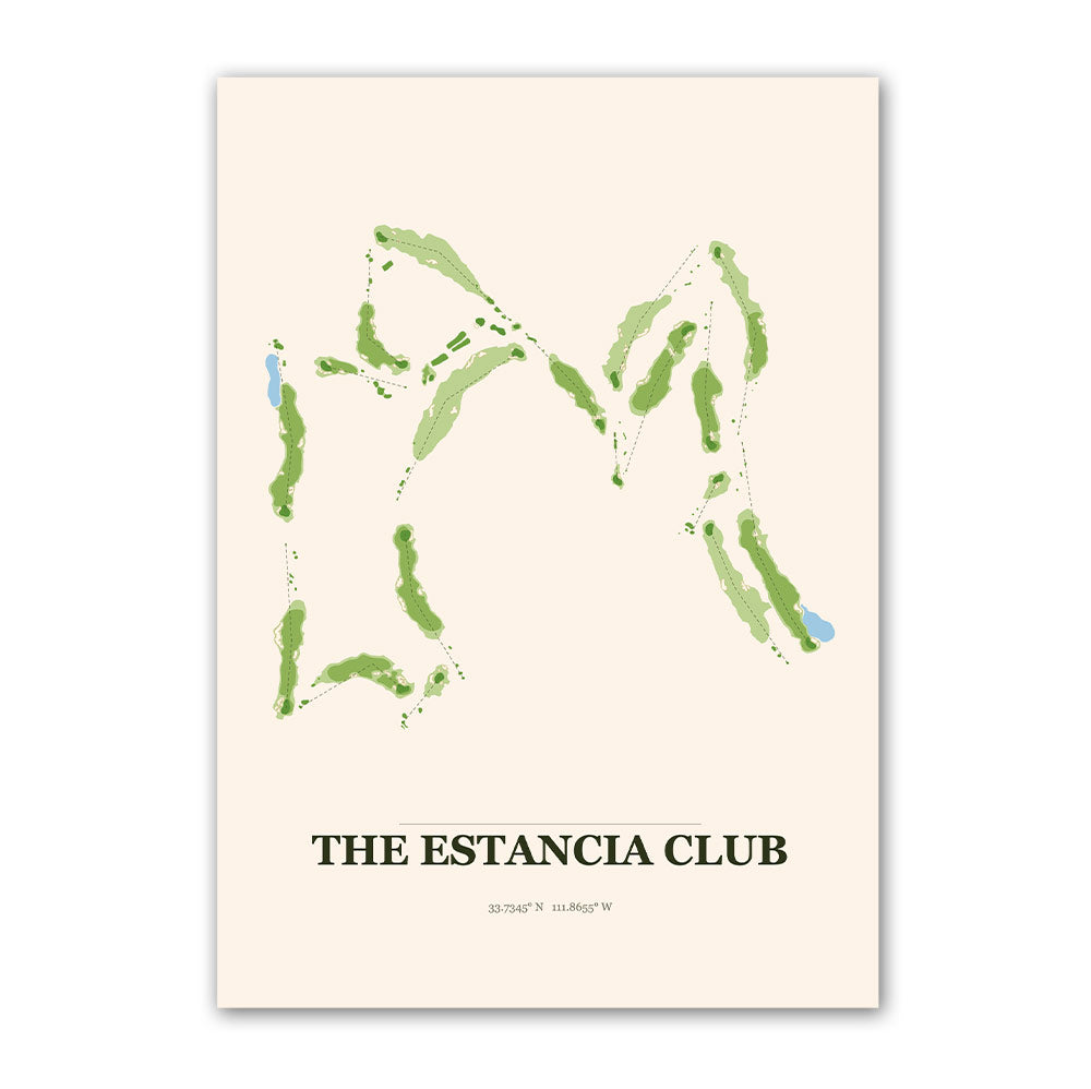 The Estancia Club golf course map print poster, Arizona USA golf wall art