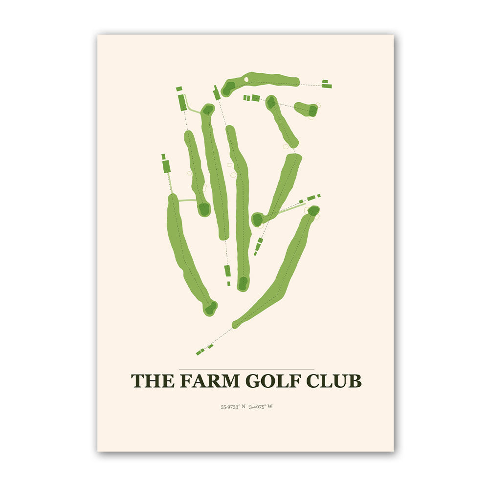 The Farm golf course map print poster, North Carolina USA golf wall art
