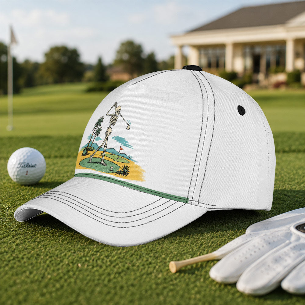 Retro Skeleton Tropical Golf Rope Hat - Funny Golf Gift for Golfers